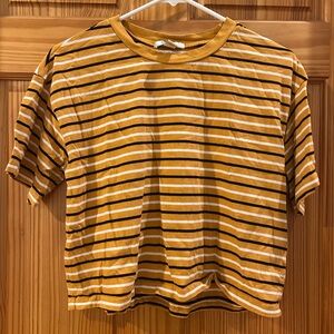 Forever 21 Mustard and Black Striped Crip Top